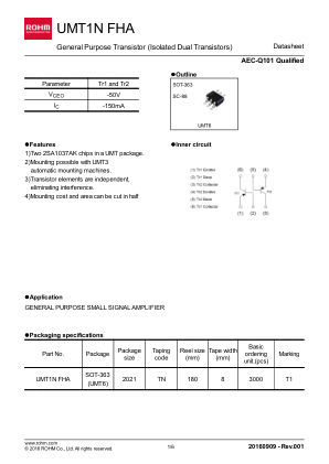 UMT1NFHA 数据手册首页
