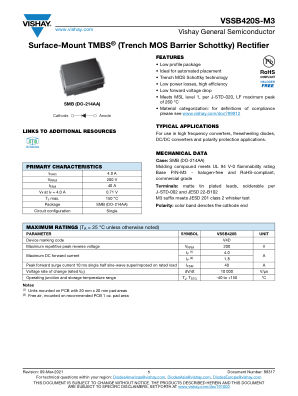 VSSB420S-M3 datasheet cover page