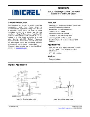 SY88982LMG-TR datasheet cover page