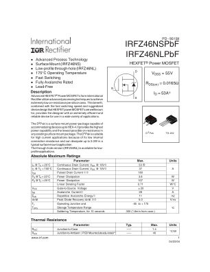 IRFZ46NL 数据手册首页