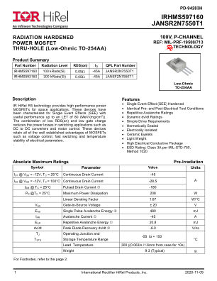 IRHMS597160 datasheet cover page