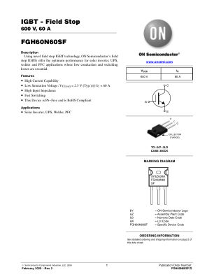 FGH60N60SF 数据手册首页