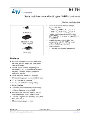 M41T94 datasheet cover page