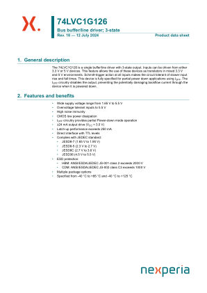 74LVC1G126GV datasheet cover page