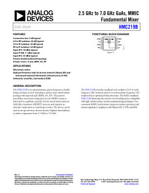 HMC219B 数据手册首页