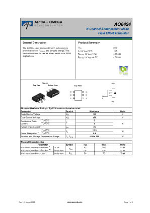 AO6424 datasheet cover page