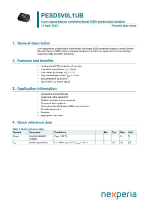 PESD5V0L1UB datasheet cover page