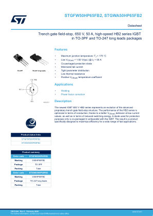 STGWA50HP65FB2 datasheet cover page