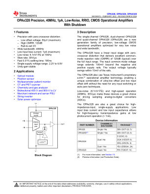 OPA4328 datasheet cover page
