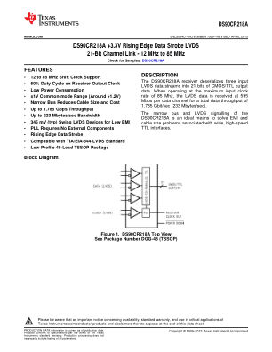 DS90CR218A datasheet cover page