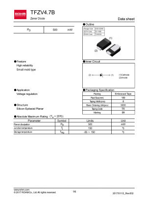 TFZV4.7B datasheet cover page