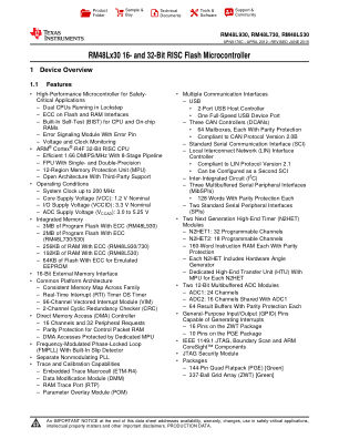 RM48L730 datasheet cover page