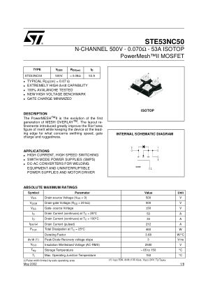 STE53NC50 datasheet cover page