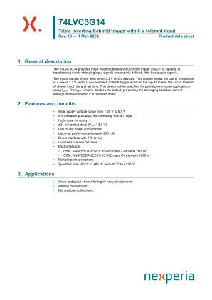 74LVC3G14GT datasheet cover page