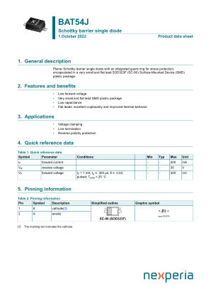 BAT54J datasheet cover page