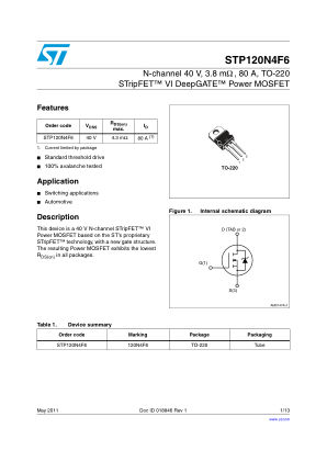 STP120N4F6 数据手册首页