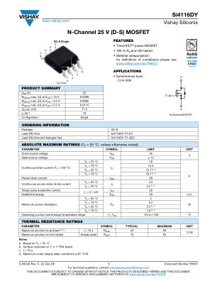 SI4116DY 数据手册首页