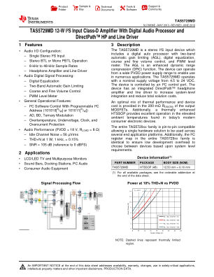 TAS5729MD datasheet cover page