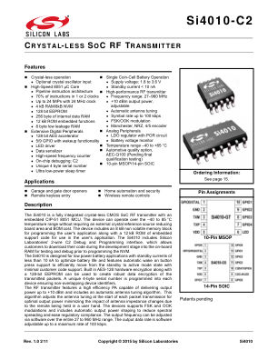 SI4010-C2-GSR datasheet cover page