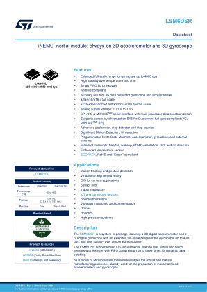 LSM6DSR datasheet cover page