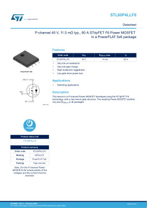 STL60P4LLF6 数据手册首页