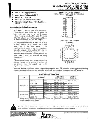 SN74ACT533 数据手册首页