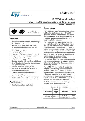 LSM6DSOP datasheet cover page