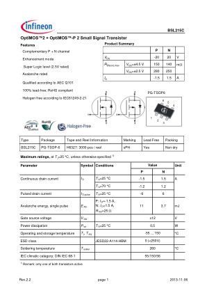 BSL215C 数据手册首页