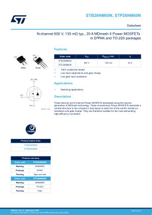 STB26NM60N 数据手册首页