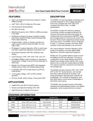 IR3581 datasheet cover page
