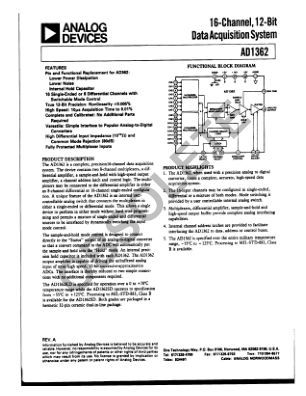 AD1362 datasheet cover page