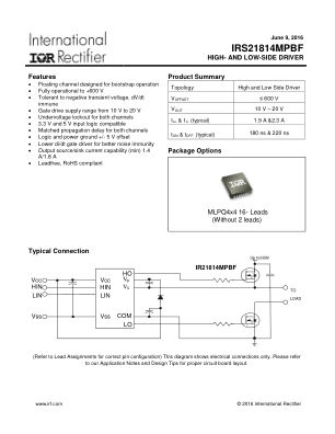 IRS21814M datasheet cover page