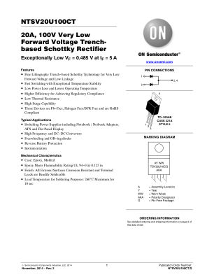 NTSV20U100CT datasheet cover page
