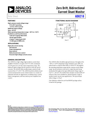 AD8218 datasheet cover page