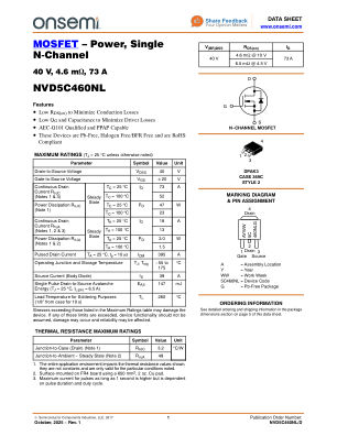 NVD5C460NL datasheet cover page