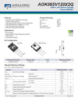 AOK065V120X2Q datasheet cover page
