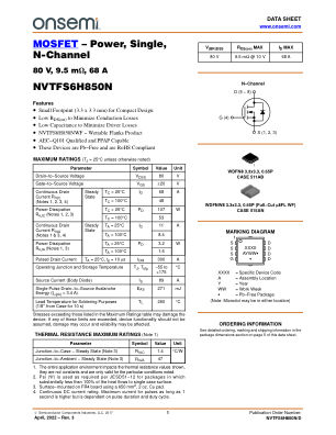 NVTFS6H850N 数据手册首页