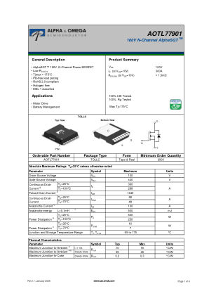 AOTL77901 datasheet cover page