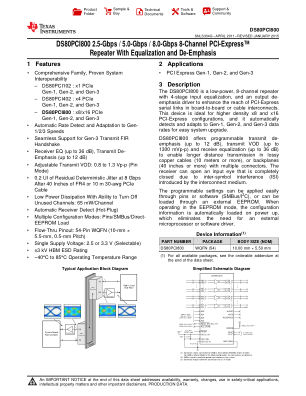 DS80PCI800 datasheet cover page