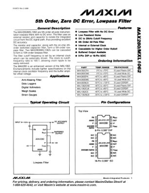 MAX280-MXL1062 数据手册首页