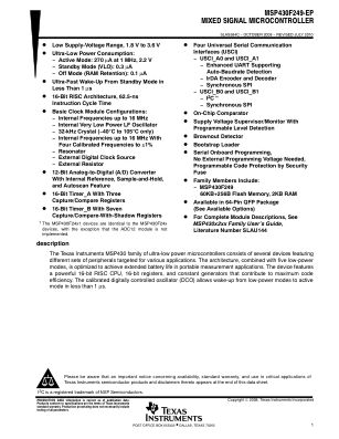 MSP430F249-EP datasheet cover page