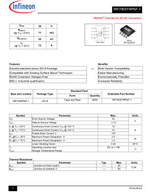 IRF7805PBF-1 datasheet cover page