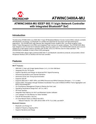 ATWINC3400-XPRO 数据手册首页