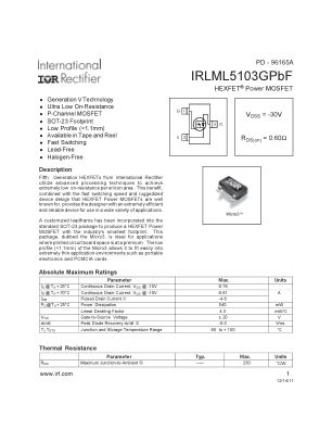 IRLML5103GPBF datasheet cover page