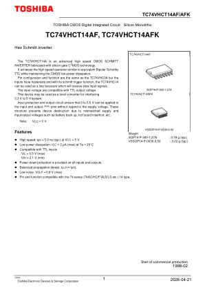TC74VHCT14AF 数据手册首页
