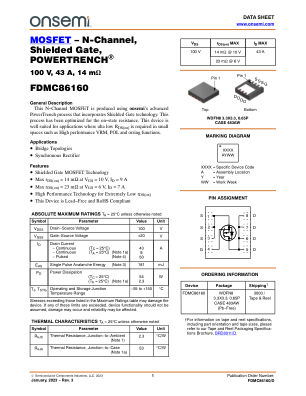 FDMC86160 datasheet cover page