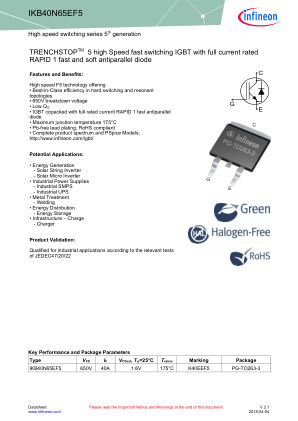 IKB40N65EF5 datasheet cover page