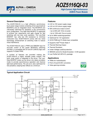 AOZ5116QI-03 datasheet cover page