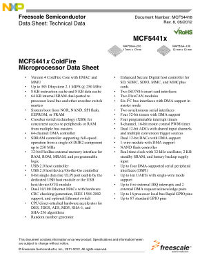 MCF54418 datasheet cover page