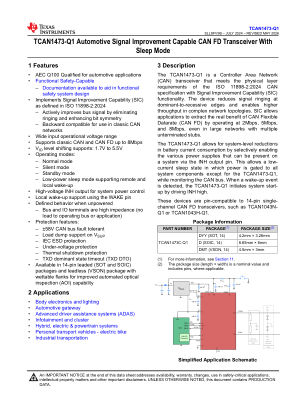 TCAN1473-Q1 datasheet cover page